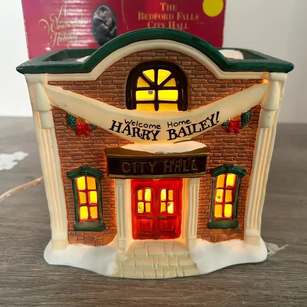 Its a Wonderful Life Holiday Village The Bedford Falls City Hall w/ Box 1997 VTG